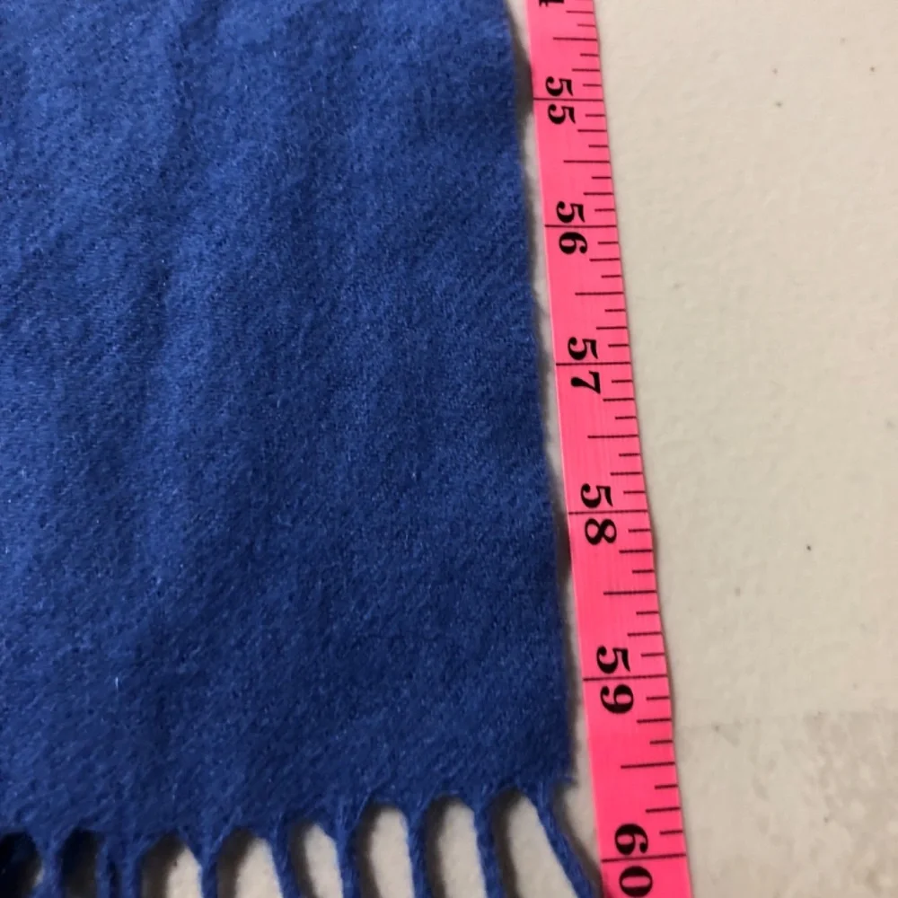 Club Room Mens 100% Cashmere Fringe Scarf‎ Solid Blue Classic Luxury Lightweight